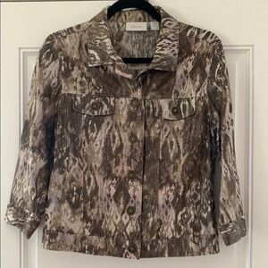 Chico's Size 0 Multicolor Metallic Patterned Jacket Business Casual Party B035
